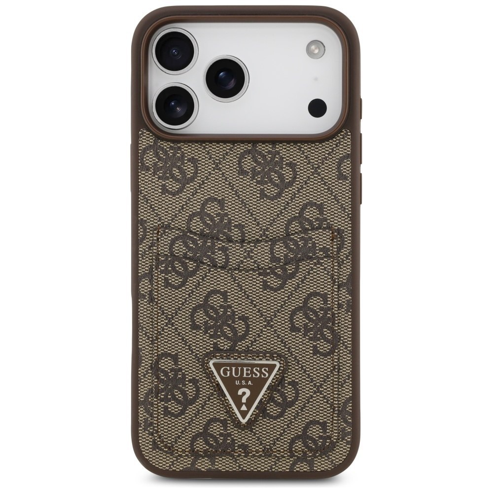 Etui Guess 4G Double Card Triangle do iPhone 17 Pro Max brązowy